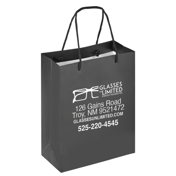 Boutique Imprinted Shopping Bags Black - Laminated (Large) [Min. Order Qty: 500 Bags]